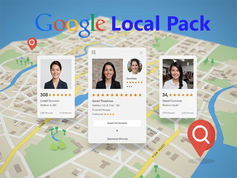 Google search results showing the Local Pack with top local businesses and map