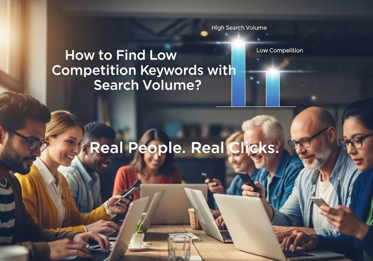 Graph showing low competition keywords with high search volume driving real clicks and genuine website traffic.