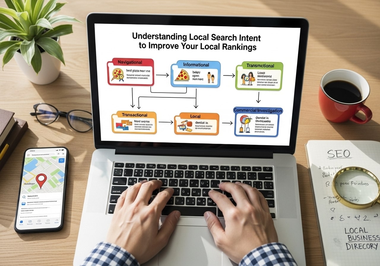 Marketer analyzing local search intent data to boost local SEO rankings