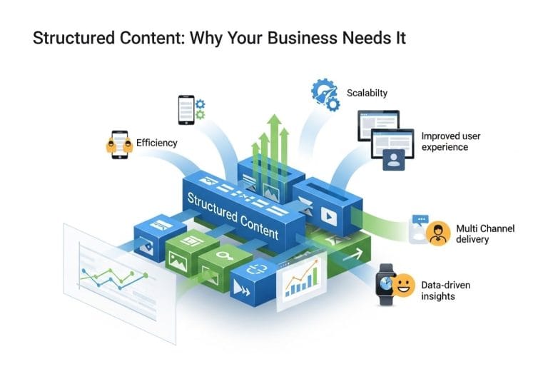 Organized digital content layout showing clear sections and labels, highlighting the importance of structured content for businesses.